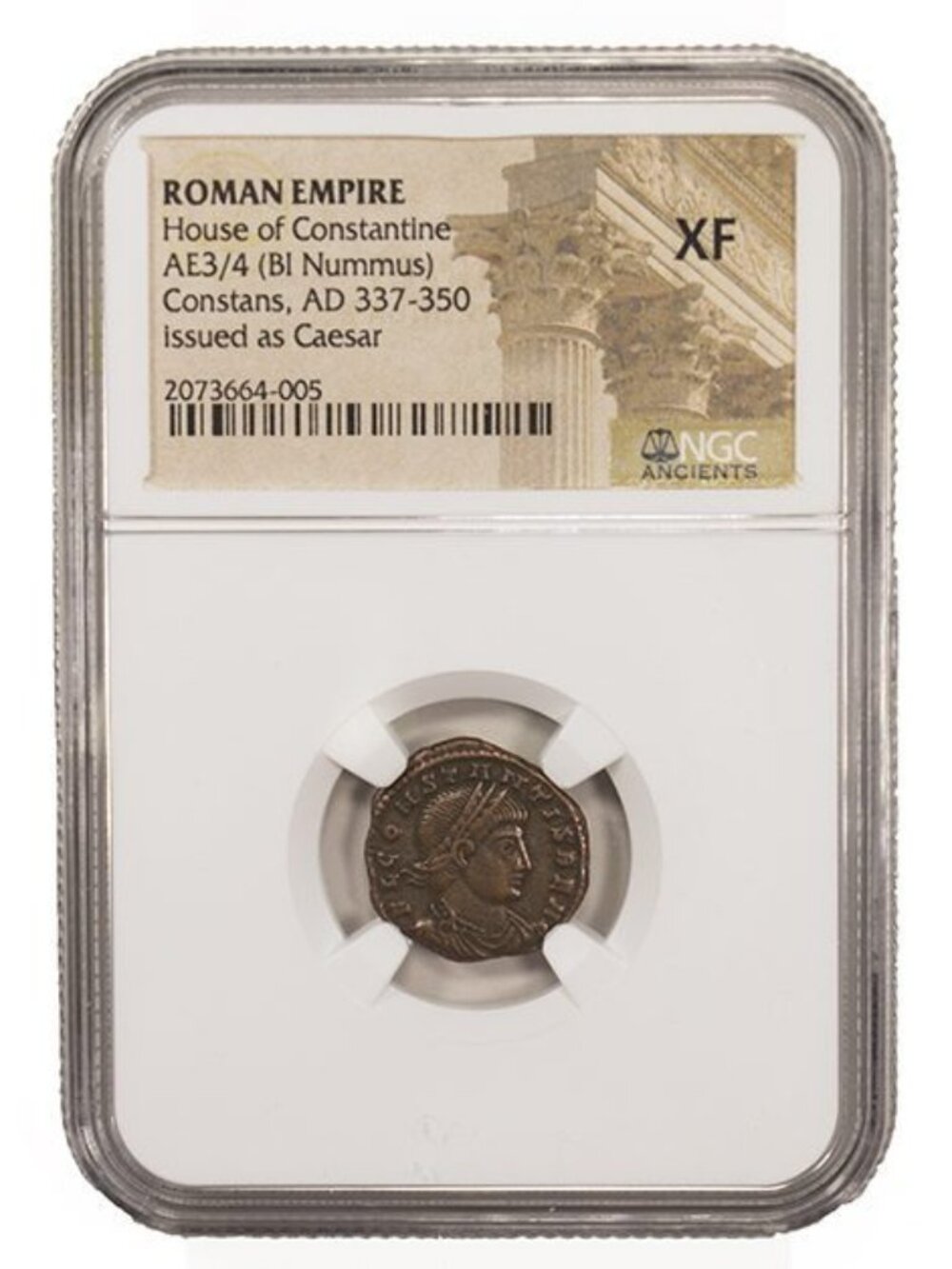 Constans Late Roman Bronze Coin AD 337-350 NGC XF Ancient